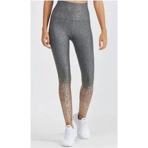 Beyond Yoga Gray Rose Gold Alloy Ombre Metallic High Rise Leggings  Womens Sz XS